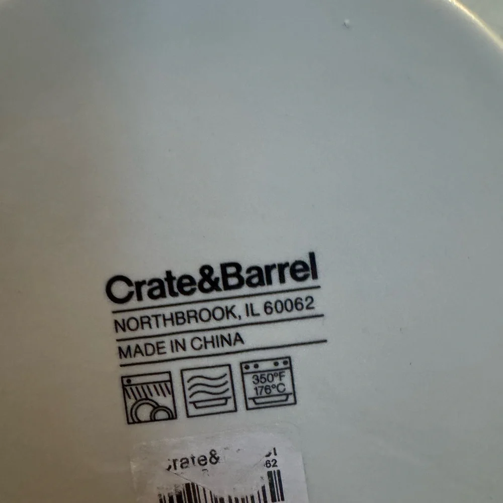 2 Crate & Barrel Soup And Sandwich Set Mercer White Jumbo 20 oz Farmhouse